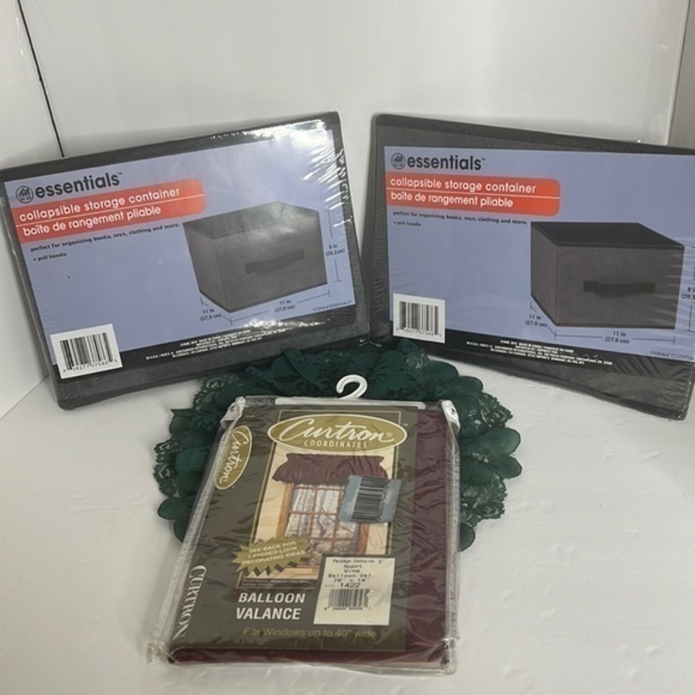 CURTRON COORDINATES BALLOON VALANCE AND ESSENTIALS STORAGE CONTAINERS